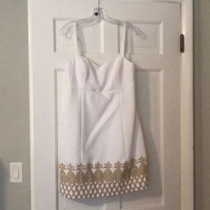 Lily Pulitzer white dress gold pineapples size 10